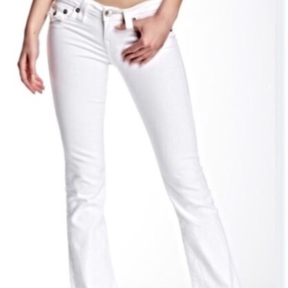 True Religion White Crystal button and rivets Jeans ex 26 x 33.5” inseam - Picture 2 of 12